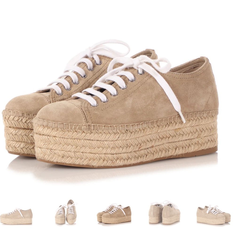 Miu Miu Deserto Suede Espadrille Platform Sneakers
